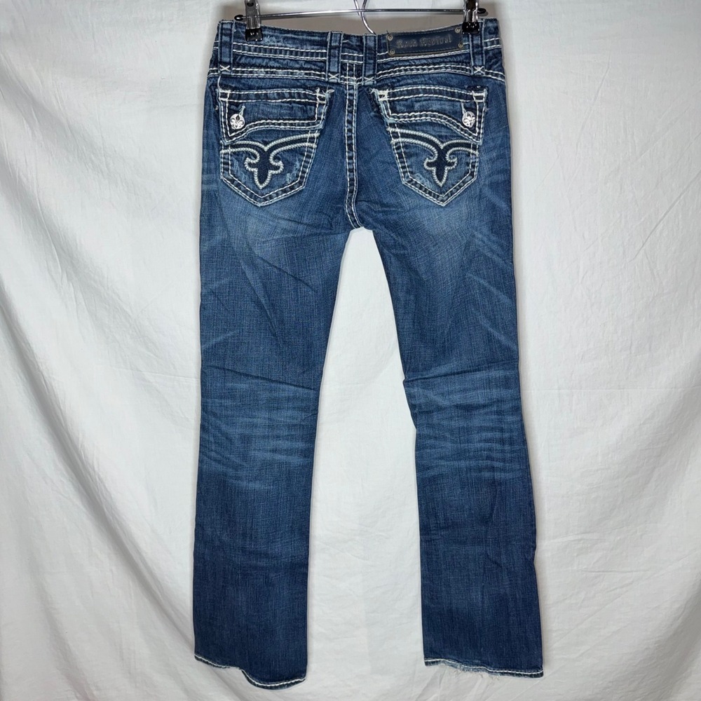 Y2K Rock Revival Johanna Bootcut Jeans Dark Wash Contrast Stitch Size 28 Cotton